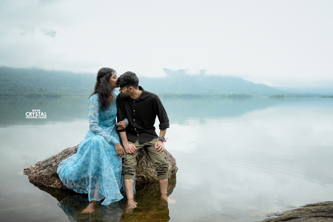 Playful couple portrait during a save the date shoot