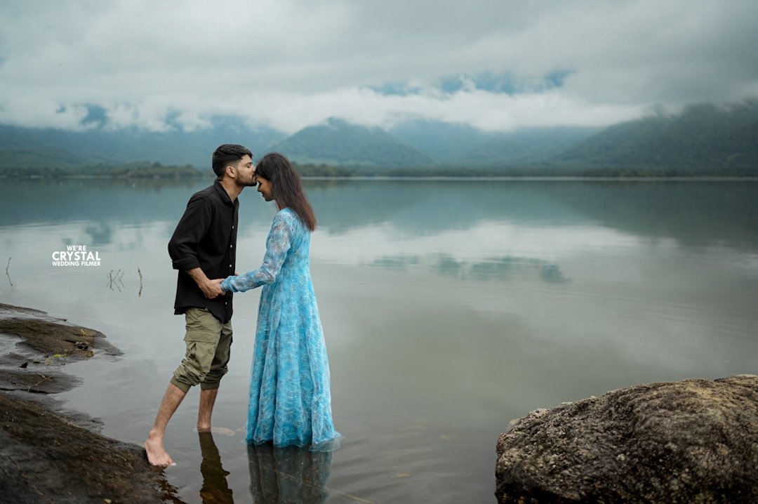 Candid pre-wedding couple portrait